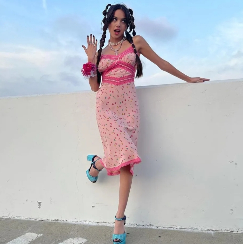 Betsey Johnson Olivia Rodrigo Sour Prom Sleeveless Ribbon Slip Dress Coral